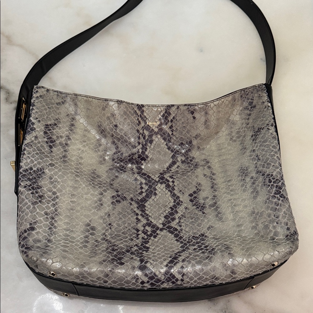 DKNY Gray Snakeskin Shoulder Bag
